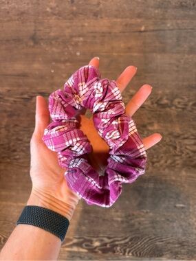 Purple Plaid Hair Scrunchie - Women's Hair Accessory